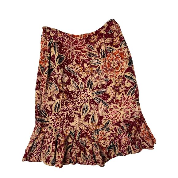 Chico's Design Womens Floral Print 100% Rayon Skirt With Ruffle Hem Size 1 - Picture 2 of 8